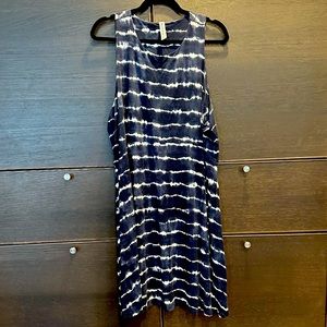 Athleta Plus Navy Tie-Dye Striped Sundress 2X